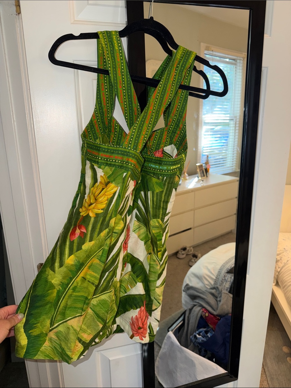 FARM Rio Green Tropical Button-Front Mini Dress - Picture 2 of 3